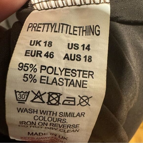 PrettyLittleThing Chocolate Brown 3/4 Sleeve Twist Front Midi Dress Size 14 - Picture 6 of 7